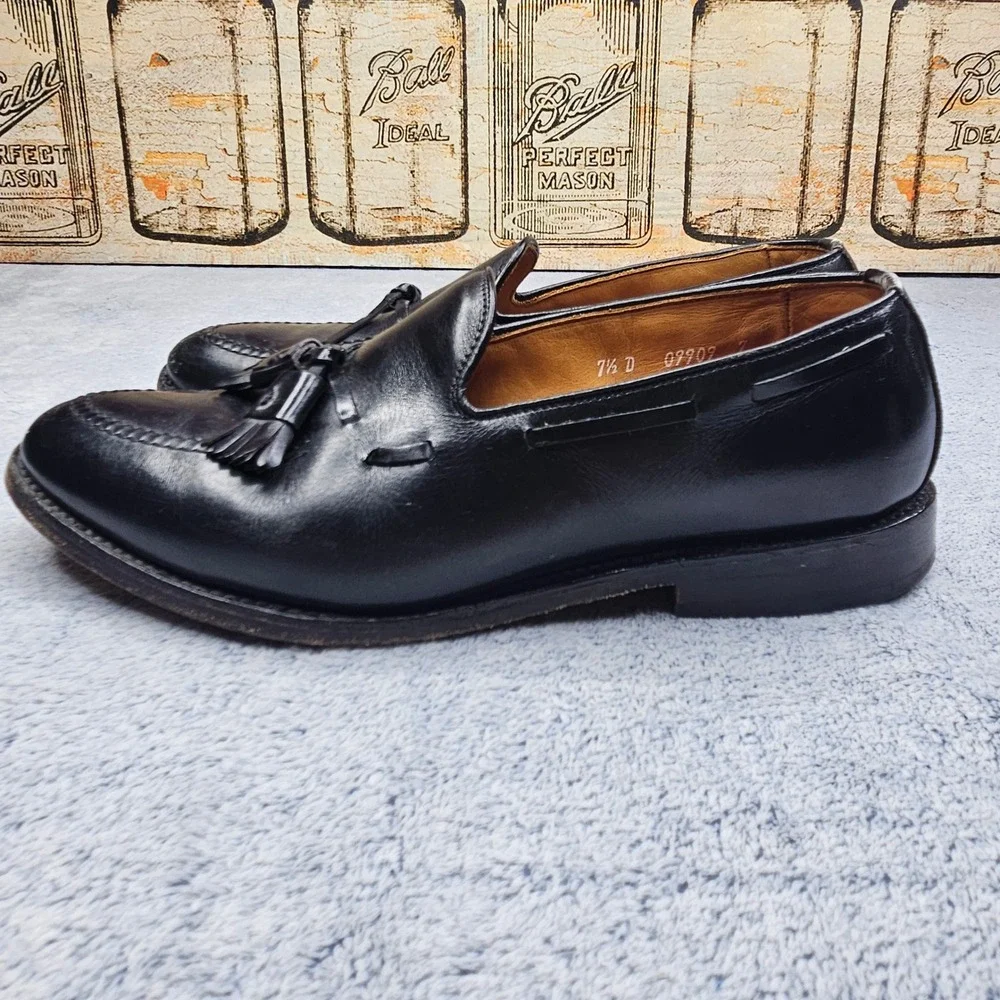 Vintage Allen Edmonds Grayson Calfskin Leather Loafers Mens 7.5D Black Shoes USA